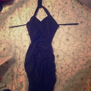 Bebe spotted-print halter dress